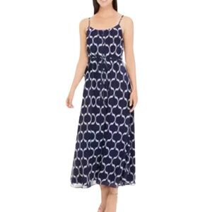 Sam Edelman Navy and White Sleeveless Printed Maxi Dress NWT Size M